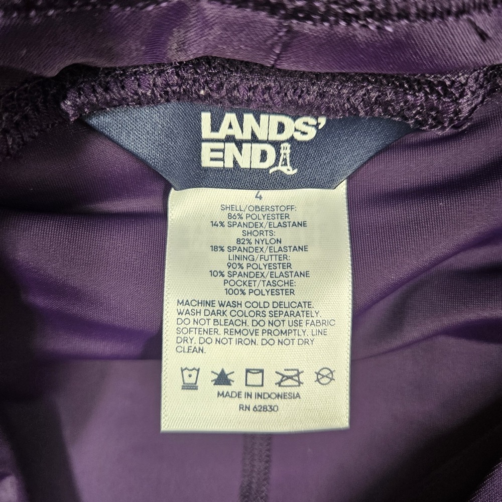 Lands' End Swim Skort Size 4 Purple Quick Dry Pull On Swim Skirt Pockets Cruise - Picture 3 of 11